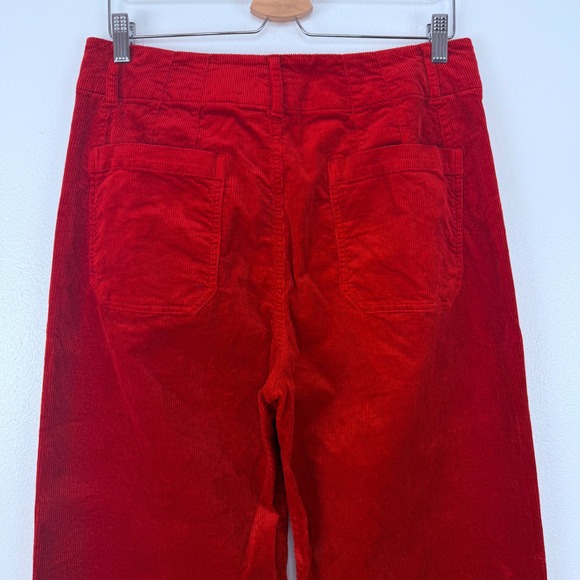Anthropologie Maeve Colette Velvet Corduroy Wide Leg Pants 31 Red Full Length - Picture 8 of 16